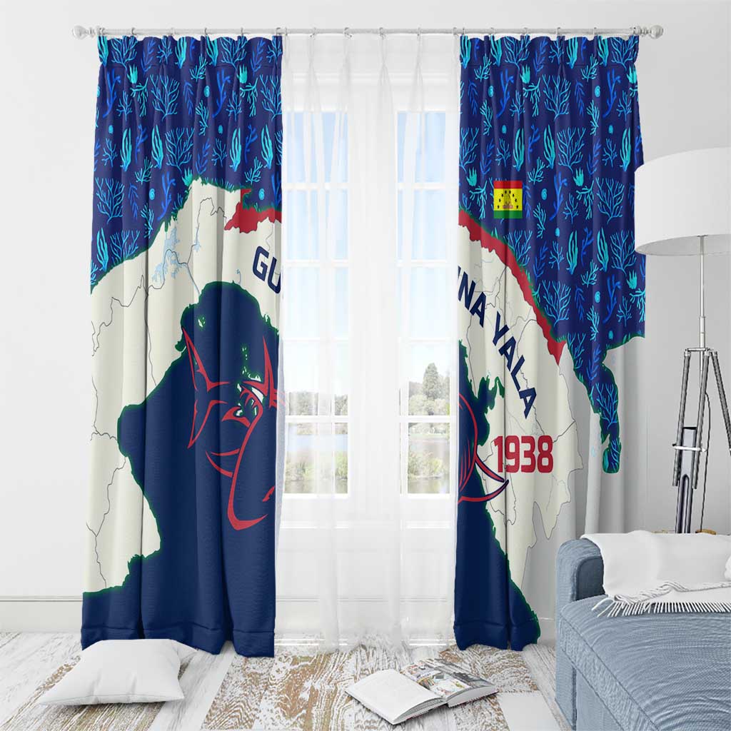 Indigenous Regions of Panama Guna Yala Window Curtain with Regional Map Lobster Graphic and Coral Pattern 1938 - Wonder Print Shop