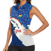 Indigenous Regions of Panama Guna Yala Women Sleeveless Polo Shirt with Regional Map Lobster Graphic and Coral Pattern 1938 - Wonder Print Shop