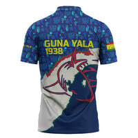 Indigenous Regions of Panama Guna Yala Zipper Polo Shirt with Regional Map Lobster Graphic and Coral Pattern 1938 - Wonder Print Shop