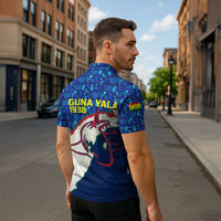 Indigenous Regions of Panama Guna Yala Zipper Polo Shirt with Regional Map Lobster Graphic and Coral Pattern 1938 - Wonder Print Shop