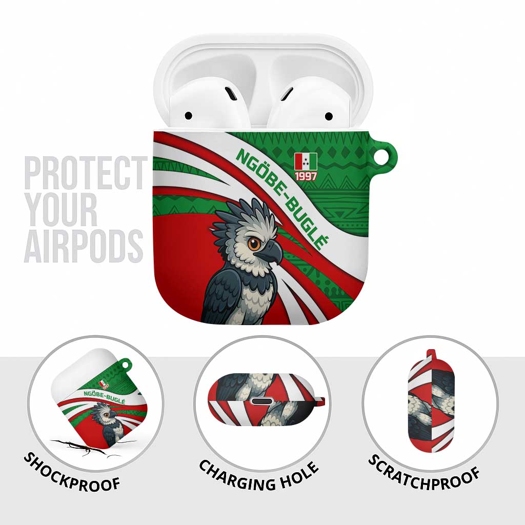 Indigenous Regions of Panama Ngabe-Bugle AirPods Case with Harpy Eagle Graphic and Green Red Tribal Pattern 1997 - Wonder Print Shop