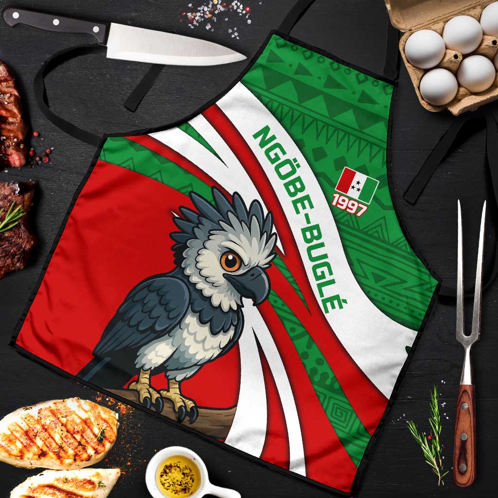 Indigenous Regions of Panama Ngabe-Bugle Apron with Harpy Eagle Graphic and Green Red Tribal Pattern 1997 - Wonder Print Shop