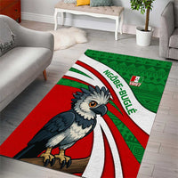 Indigenous Regions of Panama Ngabe-Bugle Area Rug with Harpy Eagle Graphic and Green Red Tribal Pattern 1997 - Wonder Print Shop