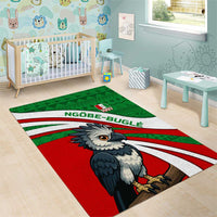 Indigenous Regions of Panama Ngabe-Bugle Area Rug with Harpy Eagle Graphic and Green Red Tribal Pattern 1997 - Wonder Print Shop