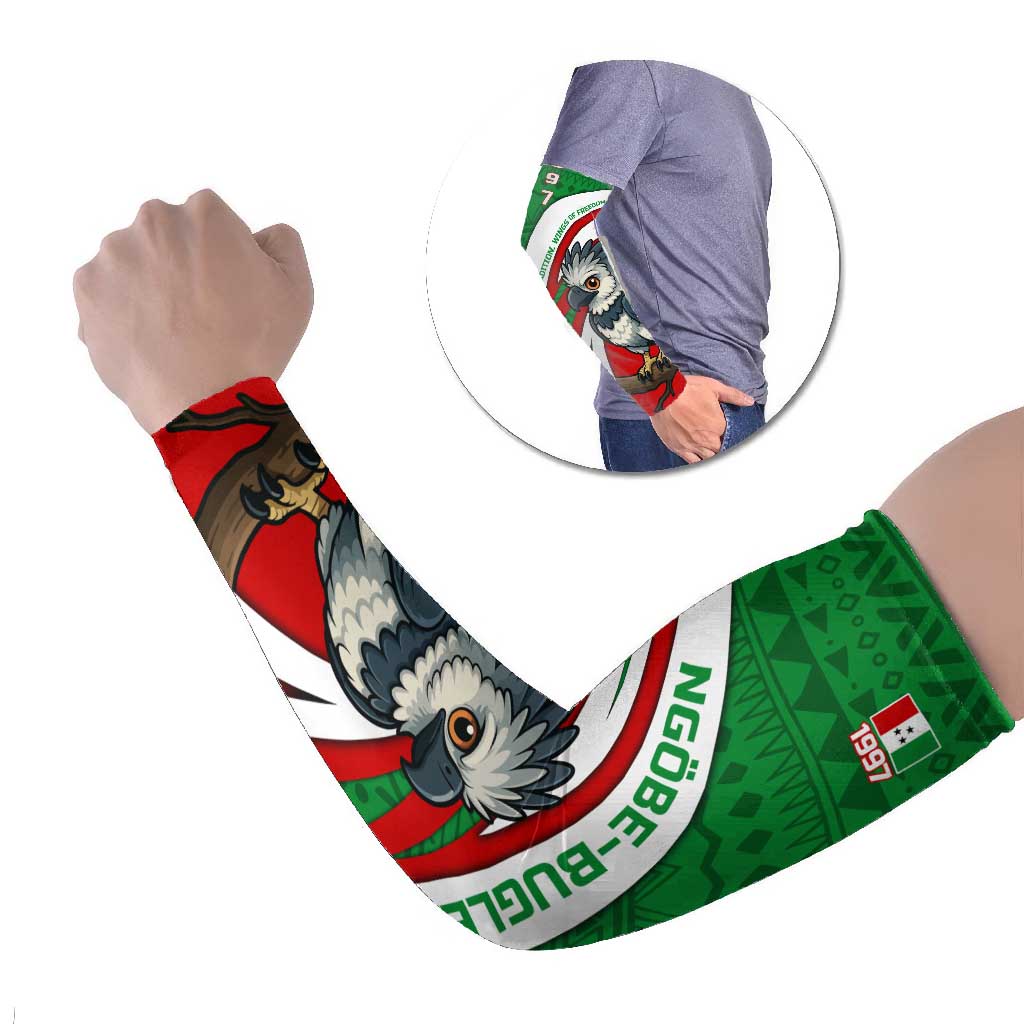Indigenous Regions of Panama Ngabe-Bugle Arm Sleeves with Harpy Eagle Graphic and Green Red Tribal Pattern 1997 - Wonder Print Shop