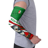 Indigenous Regions of Panama Ngabe-Bugle Arm Sleeves with Harpy Eagle Graphic and Green Red Tribal Pattern 1997 - Wonder Print Shop