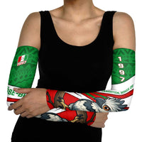 Indigenous Regions of Panama Ngabe-Bugle Arm Sleeves with Harpy Eagle Graphic and Green Red Tribal Pattern 1997 - Wonder Print Shop
