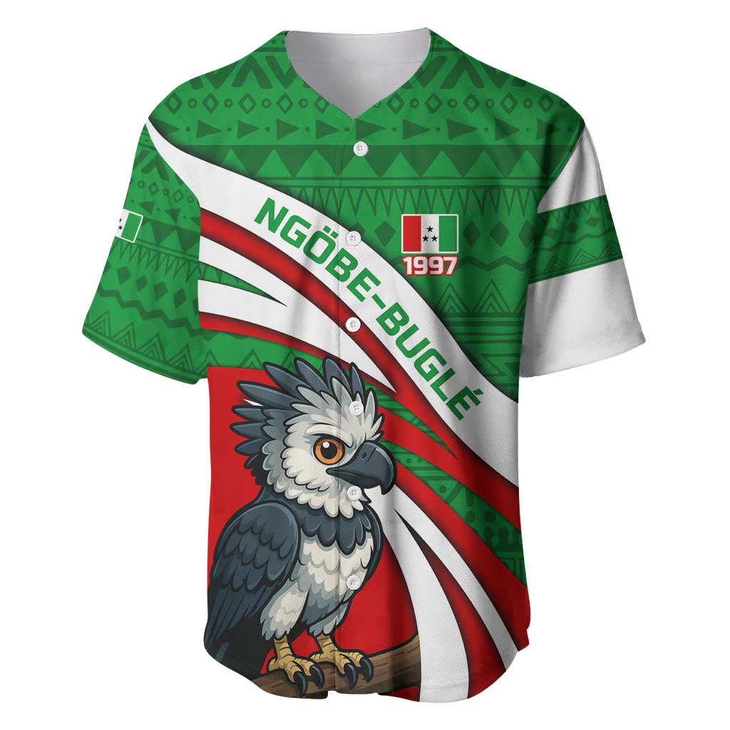 Indigenous Regions of Panama Ngabe-Bugle Baseball Jersey with Harpy Eagle Graphic and Green Red Tribal Pattern 1997 - Wonder Print Shop