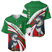 Indigenous Regions of Panama Ngabe-Bugle Baseball Jersey with Harpy Eagle Graphic and Green Red Tribal Pattern 1997 - Wonder Print Shop