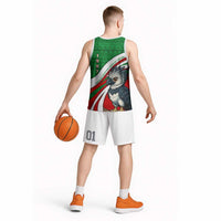 Indigenous Regions of Panama Ngabe-Bugle Basketball Jersey with Harpy Eagle Graphic and Green Red Tribal Pattern 1997 - Wonder Print Shop
