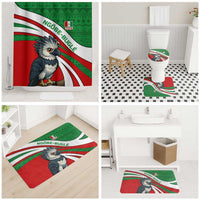 Indigenous Regions of Panama Ngabe-Bugle Bathroom Set with Harpy Eagle Graphic and Green Red Tribal Pattern 1997 - Wonder Print Shop