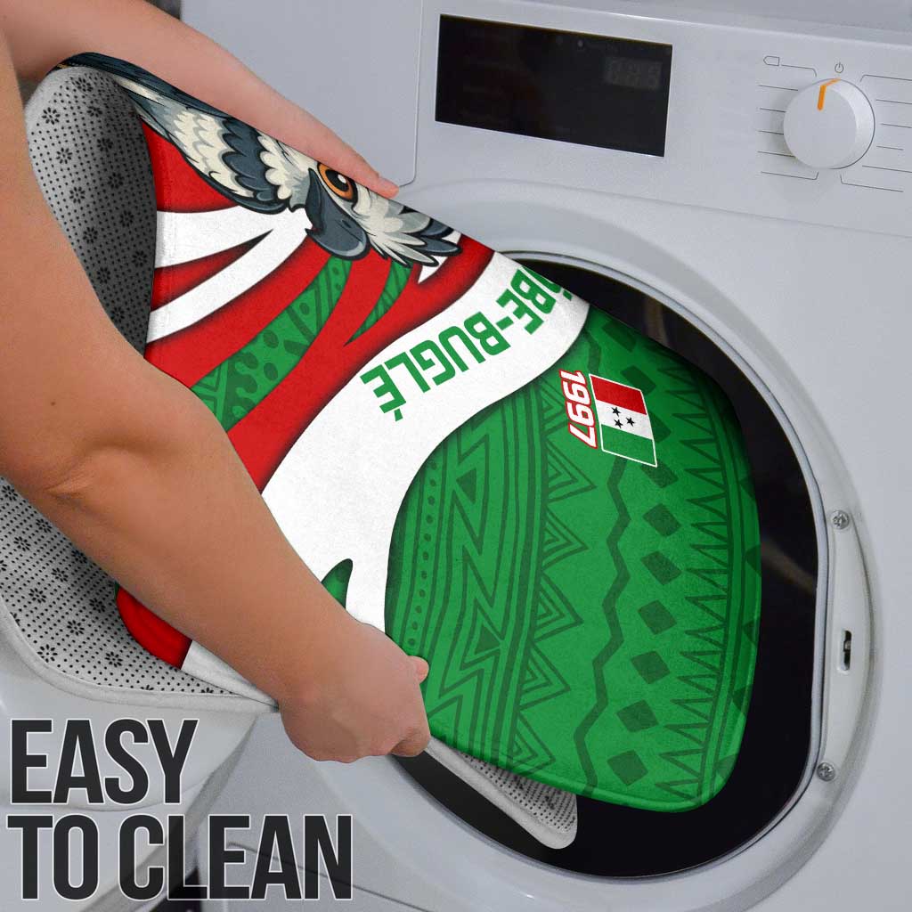 Indigenous Regions of Panama Ngabe-Bugle Bathroom Set with Harpy Eagle Graphic and Green Red Tribal Pattern 1997 - Wonder Print Shop