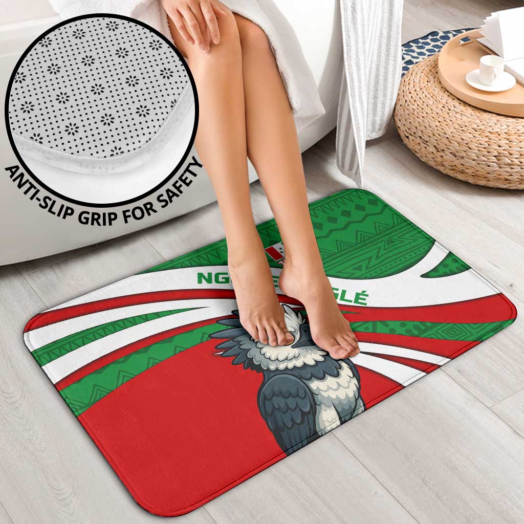 Indigenous Regions of Panama Ngabe-Bugle Bathroom Set with Harpy Eagle Graphic and Green Red Tribal Pattern 1997 - Wonder Print Shop