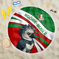 Indigenous Regions of Panama Ngabe-Bugle Beach Blanket with Harpy Eagle Graphic and Green Red Tribal Pattern 1997 - Wonder Print Shop