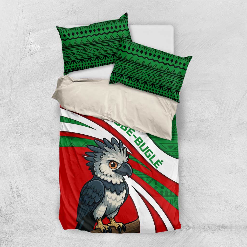 Indigenous Regions of Panama Ngabe-Bugle Bedding Set with Harpy Eagle Graphic and Green Red Tribal Pattern 1997 - Wonder Print Shop
