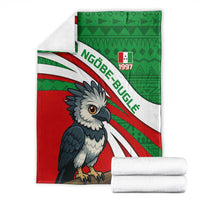 Indigenous Regions of Panama Ngabe-Bugle Blanket with Harpy Eagle Graphic and Green Red Tribal Pattern 1997 - Wonder Print Shop