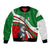 Indigenous Regions of Panama Ngabe-Bugle Bomber Jacket with Harpy Eagle Graphic and Green Red Tribal Pattern 1997 - Wonder Print Shop
