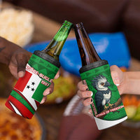 Indigenous Regions of Panama Ngabe-Bugle 4 in 1 Can Cooler Tumbler with Harpy Eagle Graphic and Green Red Tribal Pattern 1997 - Wonder Print Shop