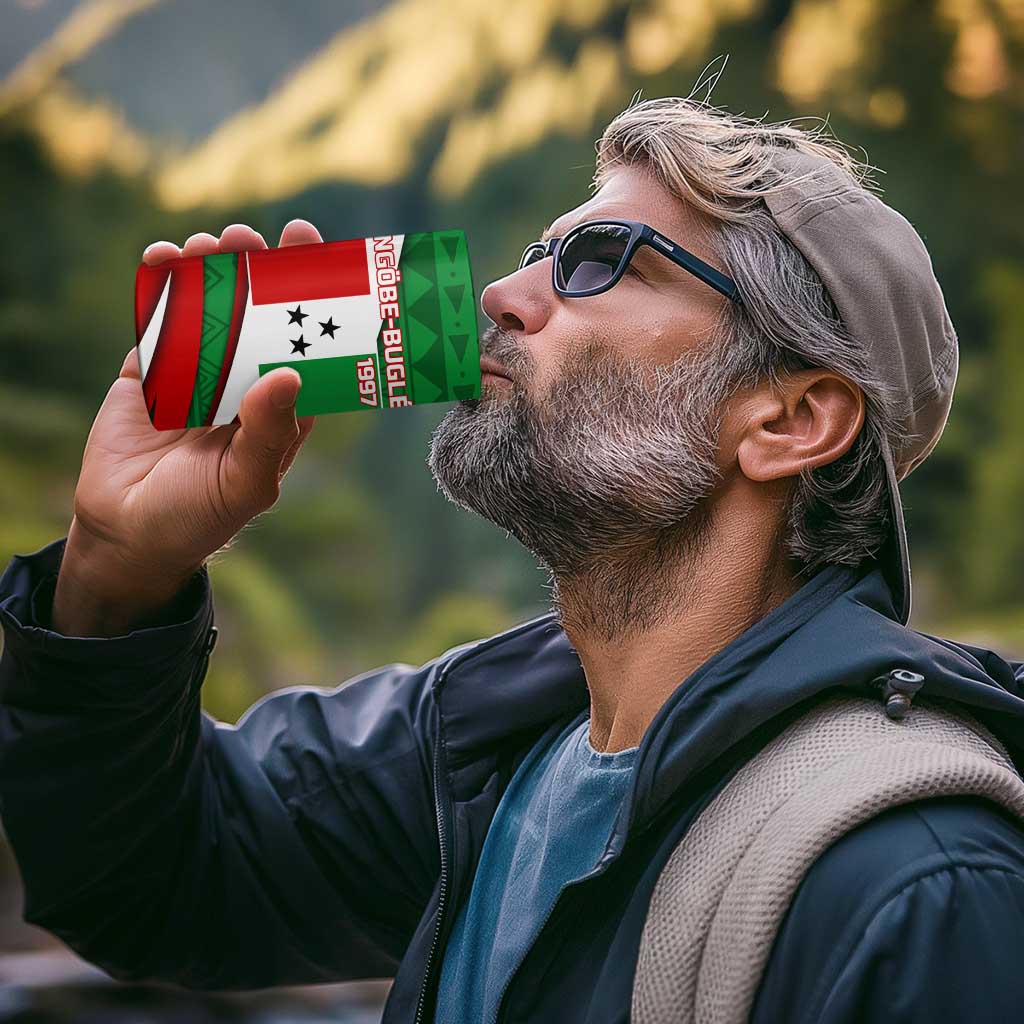 Indigenous Regions of Panama Ngabe-Bugle 4 in 1 Can Cooler Tumbler with Harpy Eagle Graphic and Green Red Tribal Pattern 1997 - Wonder Print Shop