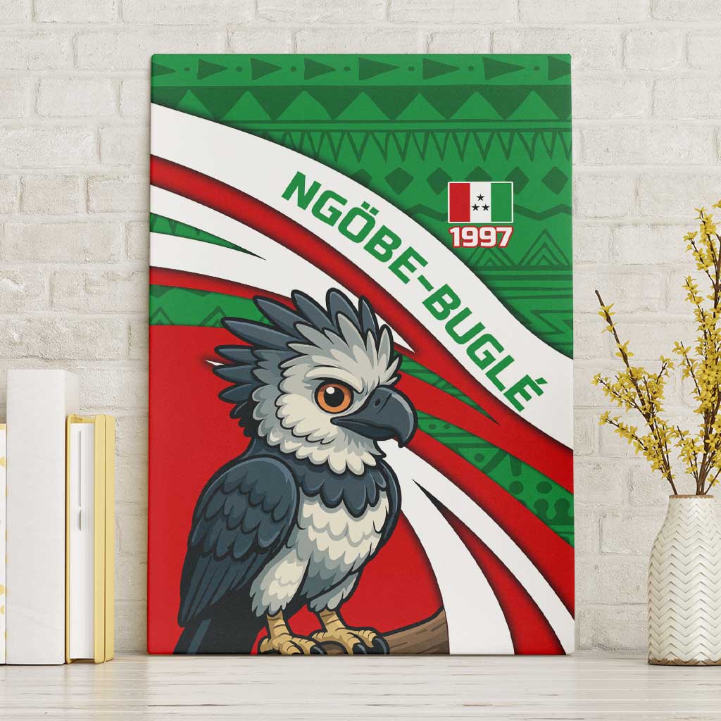 Indigenous Regions of Panama Ngabe-Bugle Canvas Wall Art with Harpy Eagle Graphic and Green Red Tribal Pattern 1997 - Wonder Print Shop