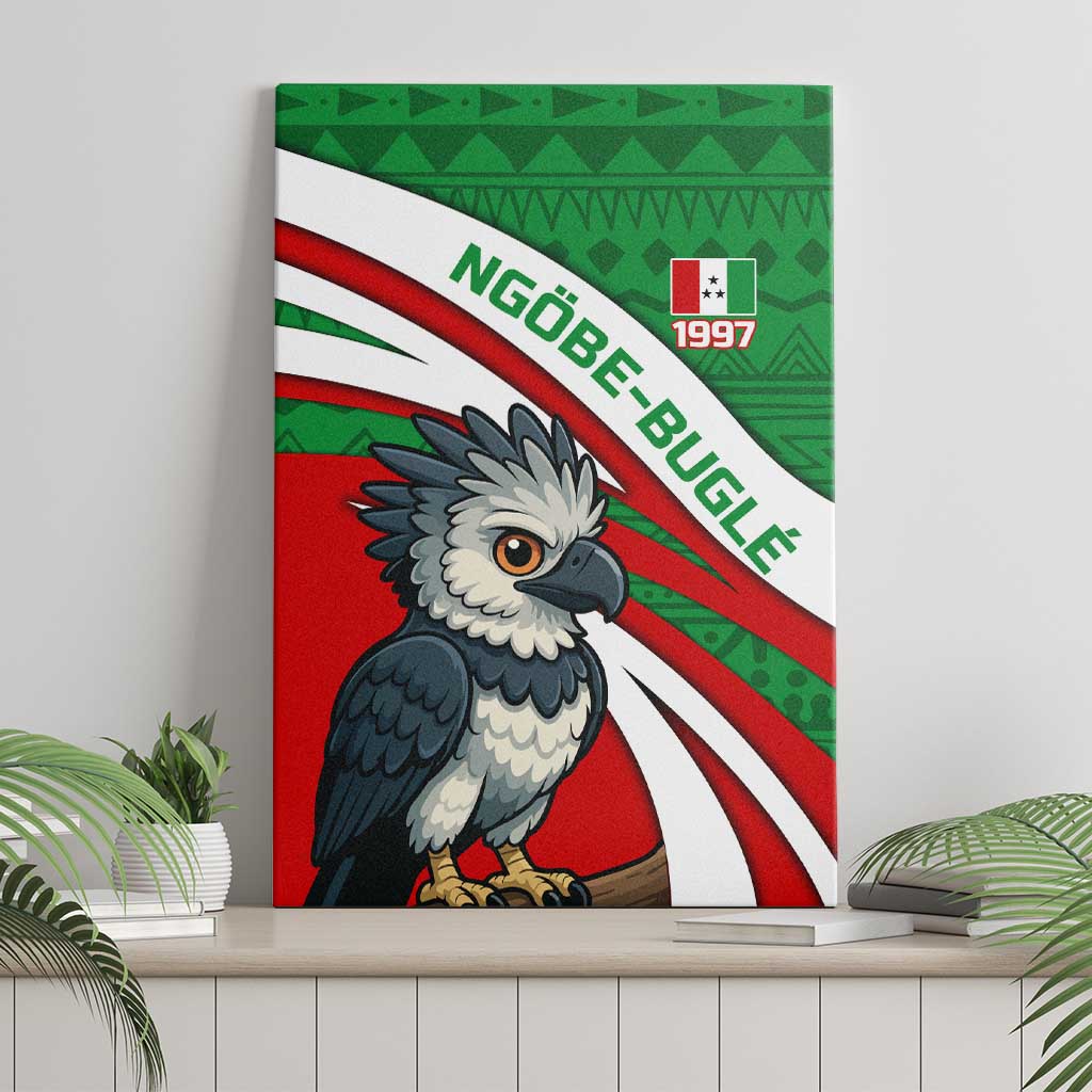 Indigenous Regions of Panama Ngabe-Bugle Canvas Wall Art with Harpy Eagle Graphic and Green Red Tribal Pattern 1997 - Wonder Print Shop