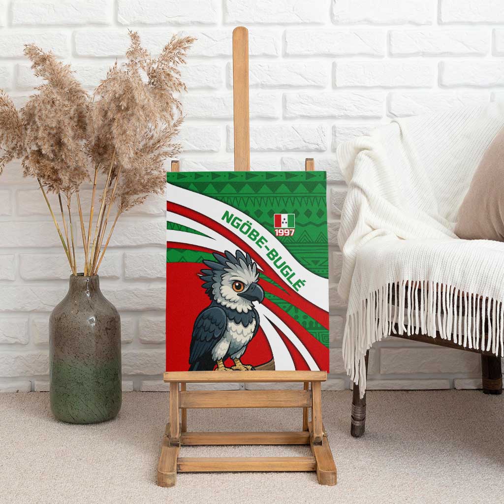 Indigenous Regions of Panama Ngabe-Bugle Canvas Wall Art with Harpy Eagle Graphic and Green Red Tribal Pattern 1997 - Wonder Print Shop