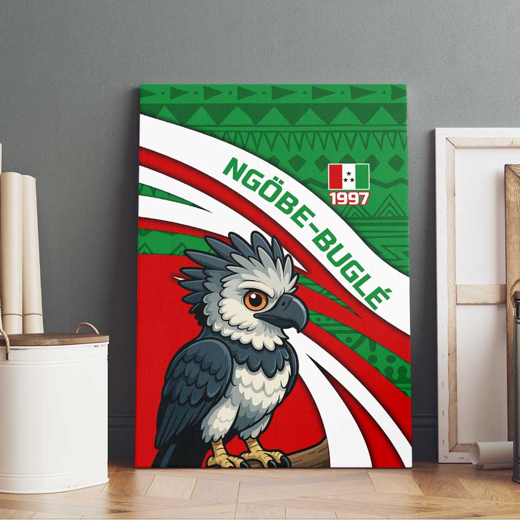 Indigenous Regions of Panama Ngabe-Bugle Canvas Wall Art with Harpy Eagle Graphic and Green Red Tribal Pattern 1997 - Wonder Print Shop