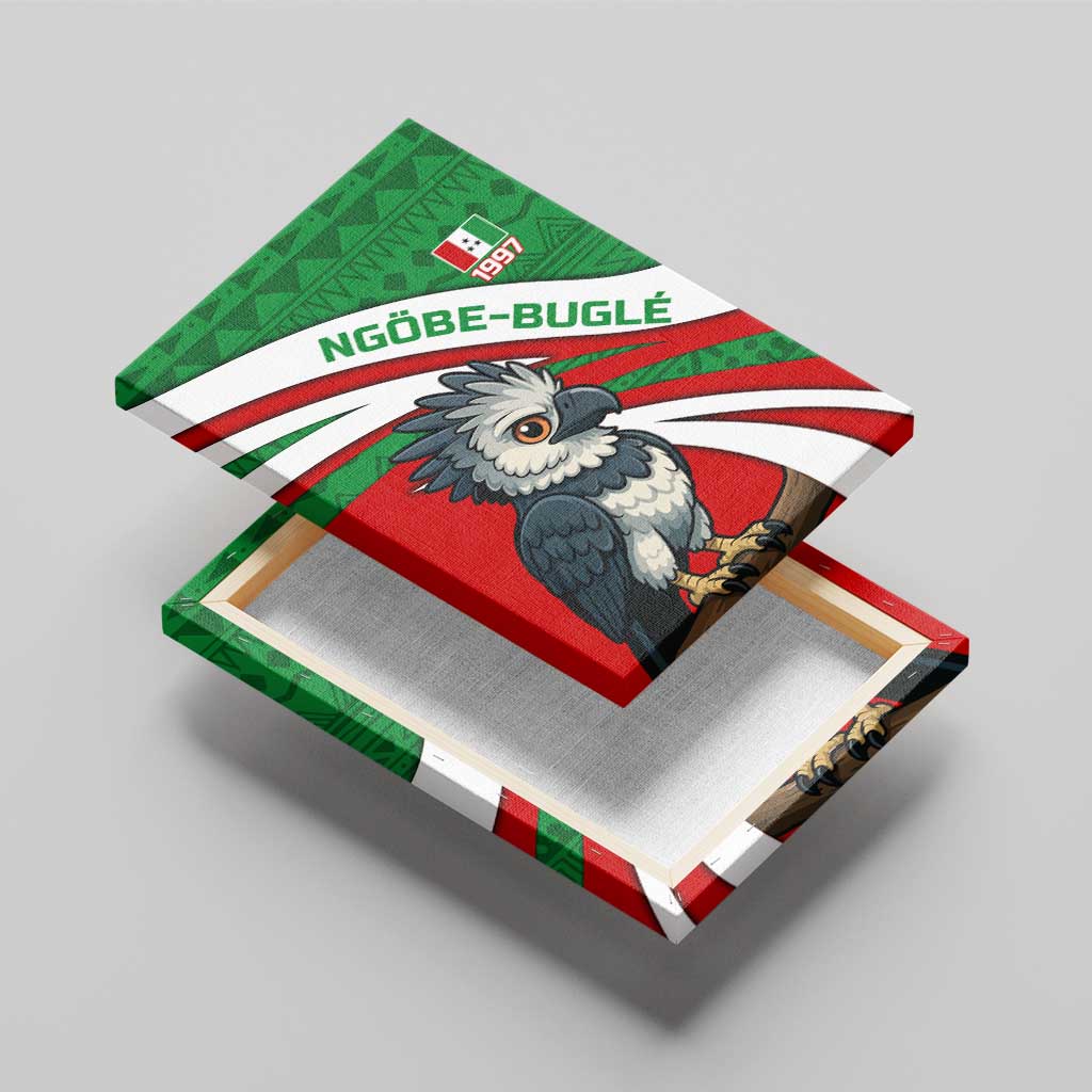 Indigenous Regions of Panama Ngabe-Bugle Canvas Wall Art with Harpy Eagle Graphic and Green Red Tribal Pattern 1997 - Wonder Print Shop