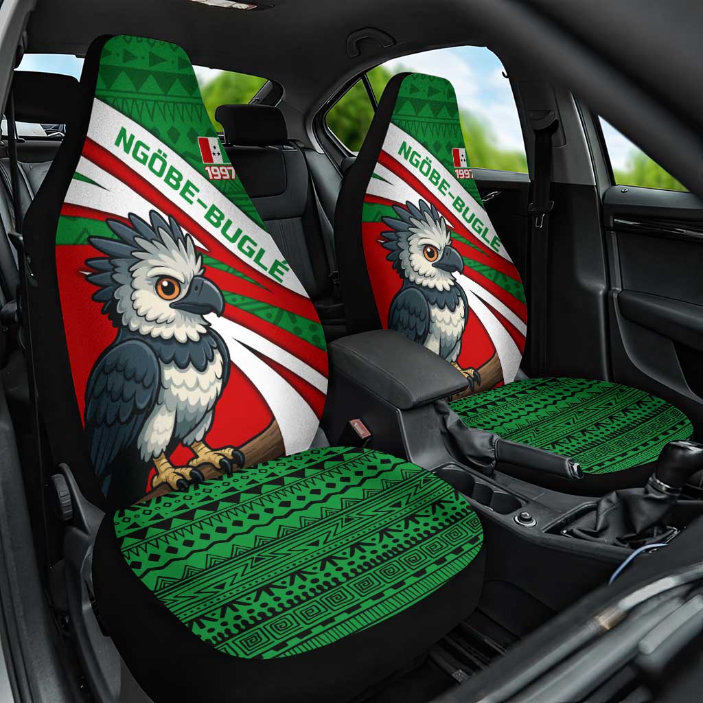Indigenous Regions of Panama Ngabe-Bugle Car Seat Cover with Harpy Eagle Graphic and Green Red Tribal Pattern 1997 - Wonder Print Shop