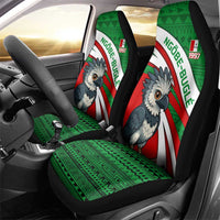 Indigenous Regions of Panama Ngabe-Bugle Car Seat Cover with Harpy Eagle Graphic and Green Red Tribal Pattern 1997 - Wonder Print Shop