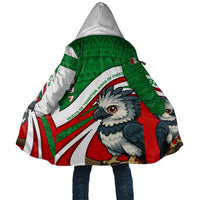 Indigenous Regions of Panama Ngabe-Bugle Cloak with Harpy Eagle Graphic and Green Red Tribal Pattern 1997 - Wonder Print Shop