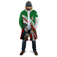 Indigenous Regions of Panama Ngabe-Bugle Cloak with Harpy Eagle Graphic and Green Red Tribal Pattern 1997 - Wonder Print Shop