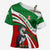 Indigenous Regions of Panama Ngabe-Bugle Cross Shoulder Shirt with Harpy Eagle Graphic and Green Red Tribal Pattern 1997 - Wonder Print Shop