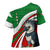 Indigenous Regions of Panama Ngabe-Bugle Cross Shoulder Shirt with Harpy Eagle Graphic and Green Red Tribal Pattern 1997 - Wonder Print Shop