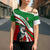 Indigenous Regions of Panama Ngabe-Bugle Cross Shoulder Shirt with Harpy Eagle Graphic and Green Red Tribal Pattern 1997 - Wonder Print Shop
