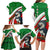 Indigenous Regions of Panama Ngabe-Bugle Family Matching Long Sleeve Bodycon Dress and Hawaiian Shirt with Harpy Eagle Graphic and Green Red Tribal Pattern 1997 - Wonder Print Shop