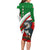 Indigenous Regions of Panama Ngabe-Bugle Family Matching Long Sleeve Bodycon Dress and Hawaiian Shirt with Harpy Eagle Graphic and Green Red Tribal Pattern 1997 - Wonder Print Shop