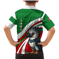 Indigenous Regions of Panama Ngabe-Bugle Family Matching Mermaid Dress and Hawaiian Shirt with Harpy Eagle Graphic and Green Red Tribal Pattern 1997 - Wonder Print Shop