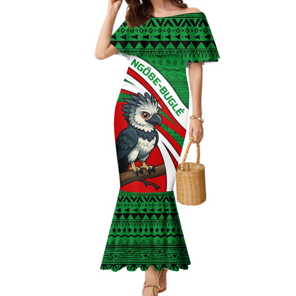 Indigenous Regions of Panama Ngabe-Bugle Family Matching Mermaid Dress and Hawaiian Shirt with Harpy Eagle Graphic and Green Red Tribal Pattern 1997 - Wonder Print Shop