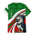 Indigenous Regions of Panama Ngabe-Bugle Family Matching Off The Shoulder Long Sleeve Dress and Hawaiian Shirt with Harpy Eagle Graphic and Green Red Tribal Pattern 1997 - Wonder Print Shop