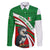 Indigenous Regions of Panama Ngabe-Bugle Family Matching Off The Shoulder Long Sleeve Dress and Hawaiian Shirt with Harpy Eagle Graphic and Green Red Tribal Pattern 1997 - Wonder Print Shop