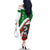 Indigenous Regions of Panama Ngabe-Bugle Family Matching Off The Shoulder Long Sleeve Dress and Hawaiian Shirt with Harpy Eagle Graphic and Green Red Tribal Pattern 1997 - Wonder Print Shop