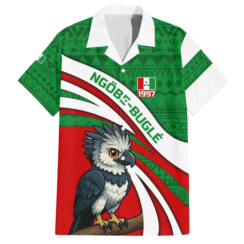 Indigenous Regions of Panama Ngabe-Bugle Family Matching Off Shoulder Maxi Dress and Hawaiian Shirt with Harpy Eagle Graphic and Green Red Tribal Pattern 1997 - Wonder Print Shop