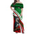 Indigenous Regions of Panama Ngabe-Bugle Family Matching Off Shoulder Maxi Dress and Hawaiian Shirt with Harpy Eagle Graphic and Green Red Tribal Pattern 1997 - Wonder Print Shop
