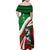 Indigenous Regions of Panama Ngabe-Bugle Family Matching Off Shoulder Maxi Dress and Hawaiian Shirt with Harpy Eagle Graphic and Green Red Tribal Pattern 1997 - Wonder Print Shop