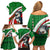 Indigenous Regions of Panama Ngabe-Bugle Family Matching Off Shoulder Short Dress and Hawaiian Shirt with Harpy Eagle Graphic and Green Red Tribal Pattern 1997 - Wonder Print Shop