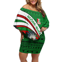 Indigenous Regions of Panama Ngabe-Bugle Family Matching Off Shoulder Short Dress and Hawaiian Shirt with Harpy Eagle Graphic and Green Red Tribal Pattern 1997 - Wonder Print Shop