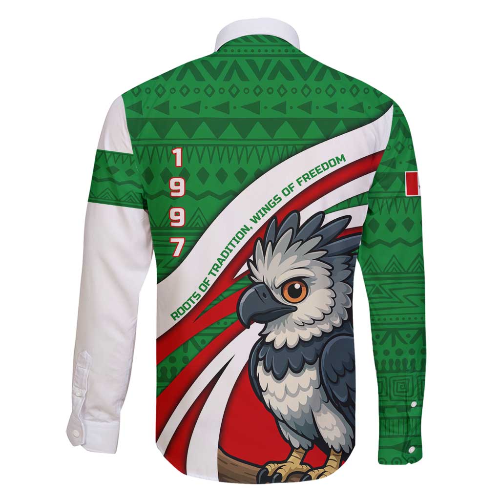 Indigenous Regions of Panama Ngabe-Bugle Family Matching Puletasi and Hawaiian Shirt with Harpy Eagle Graphic and Green Red Tribal Pattern 1997 - Wonder Print Shop