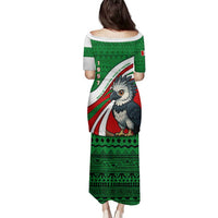 Indigenous Regions of Panama Ngabe-Bugle Family Matching Puletasi and Hawaiian Shirt with Harpy Eagle Graphic and Green Red Tribal Pattern 1997 - Wonder Print Shop