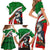 Indigenous Regions of Panama Ngabe-Bugle Family Matching Short Sleeve Bodycon Dress and Hawaiian Shirt with Harpy Eagle Graphic and Green Red Tribal Pattern 1997 - Wonder Print Shop